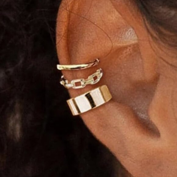 SET OF 3 :  Free People Non-Piercing Ear Cuffs Earrings - Picture 1 of 6